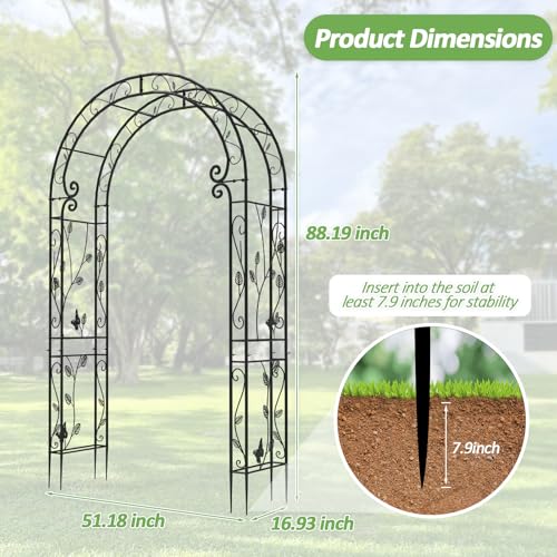 Sturdy Metal Garden Arch with Rust-Resistant Finish,Garden Abor-88 H*51" L - size: 88"(H)*51"(L)*17"(W)
