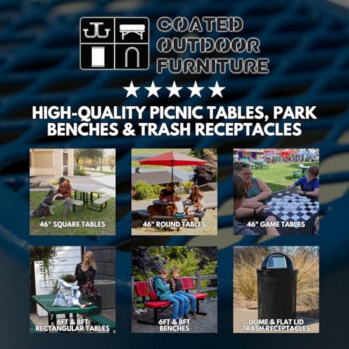 COATEDOUTDOORFURNITURE Bench, Black, Expanded, 8Ft, with Back, Inground - color: Black, size: 8 Ft, With Back Inground