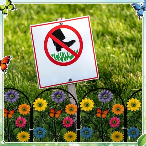 Yaocom 6 Pack Flower Garden Fence 16.5" H x 11.8" W Yard Decor - style: Flower