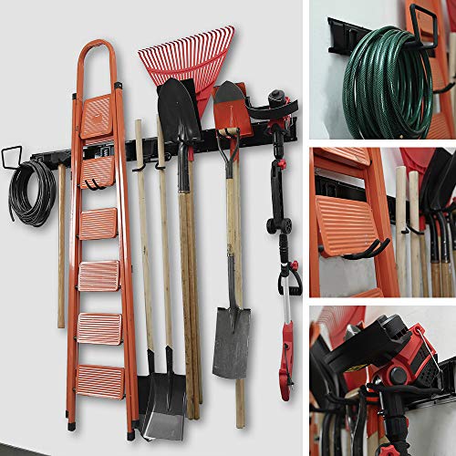 Wallmaster Garage Tool Storage Rack, Wall Mounted Garden Tool Organizer
