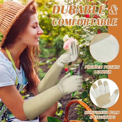HANDLANDY Rose Pruning Gloves for Men Women, Thorn Proof Gardening Gloves - color: Beige, size: Large (Pack of 1)