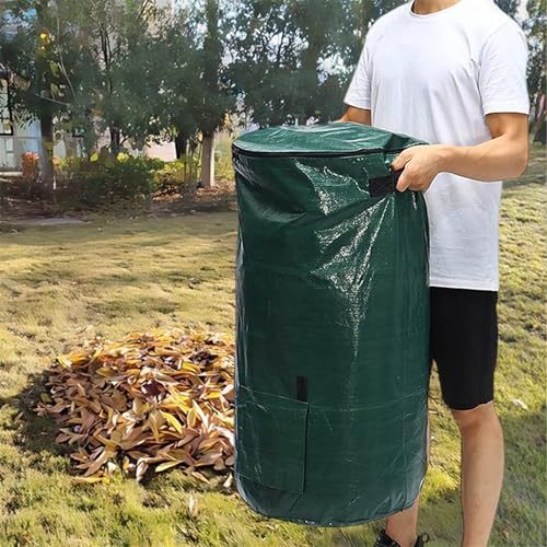 Compost Bin Bags 34 Gallon Garden Compost Bags Outdoor Reusable,Organic Waste Garden Yard Compost Bag Collapsible Leaf Lawn Bags Gardening Container (Green 4pcs) - color: Green 4pcs