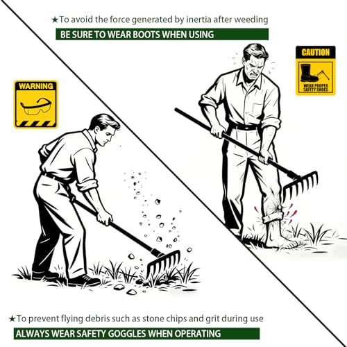 Stainless Steel Weeding Tool, Thickened Version 8 Tines Weeder Rake, Weed Puller Tool with Long Handle, for Removing Weeds, Loosening Soil, Cleaning Flower Beds, Pine Needles & Lawn Prep
