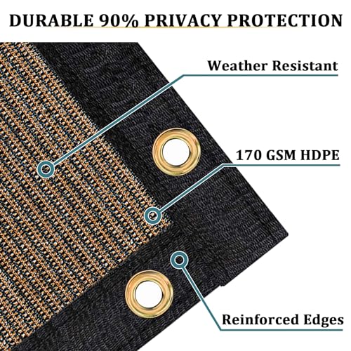 Shade&Beyond 3'x17' Brown Privacy Screen 90% Visibility Blockage Fence Sreen 170 GSM Fencing Mesh Fence Panel for Wall Garden Yard Backyard Indoor Outdoor Home Decoration - color: Brown, size: 0 3' X 1 7' Custom Size