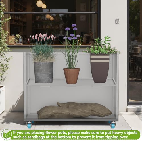 HAYOHRT White Rectangular Planter Box for Outdoor Indoor Patio Porch with Drainage Holes & Removable Shelf Flower Planter 35 x 12 x 26inch Modern Design for Plants Flowers Vegetables Fruits - color: White, size: 35x12x26''(LxWxH)