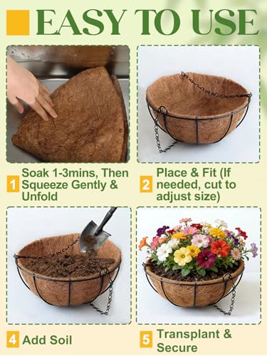ANPHSIN 4Pcs 12inch Coconut Liners for Hanging Baskets Planters - size: 12in