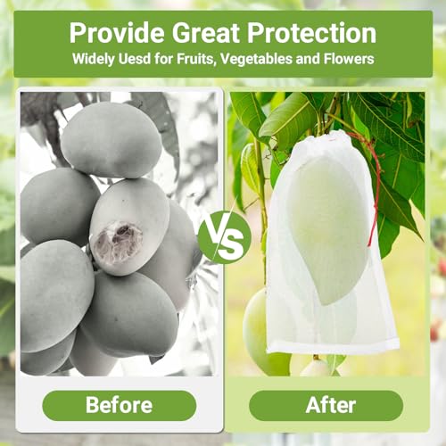 Fruit Protection Bags for Fruit Trees, 50pcs 6x10 Inch Nylon Mesh Garden Netting Bags Against Bugs Birds Squirrels, Cover Plants Flowers - size: 6"x10"/Pack of 50