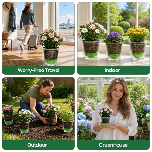 MIXC Self Watering Nursery Plant Pots with Silicone Base, 4-Inch, 12-Pack - color: Green, size: 4 Inch-12Pcs