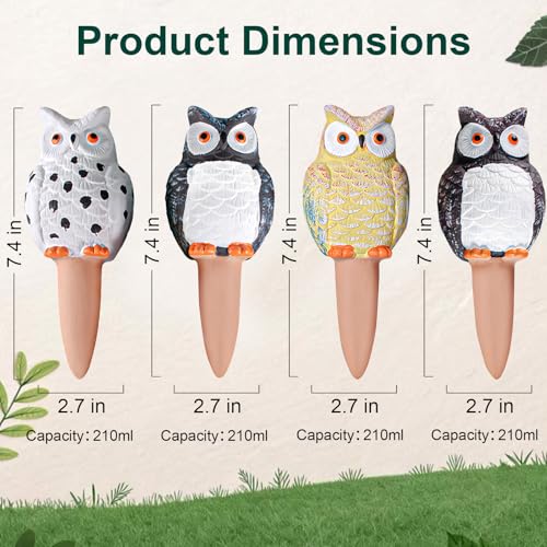 MCleanPin 4 Pack Self Watering Spikes and Globes, Handmade Terracotta Owl Self-Watering Plant Devices with Slow Release System, Automatic Water Bulbs for Indoor and Outdoor Garden Pots Vacation - color: Owl