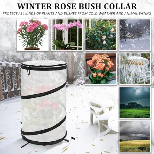2 Pack Pop Up Winter Rose Cones Protective Covers, 13.8" x 23.6" Winter Frost Plant Cover Freeze Protection Roses Bush Tents with Stakes for Protecting Plants from Snow Wind Frost