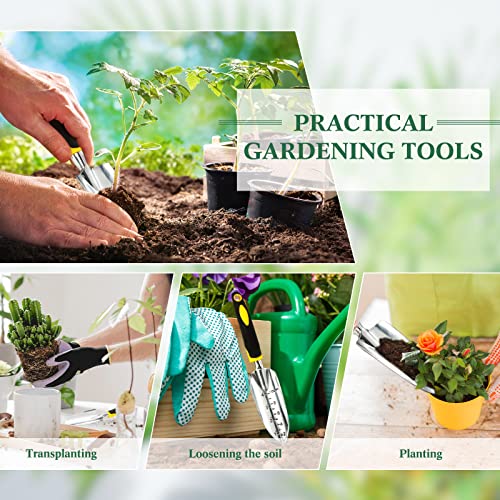 Honoson Garden Hand Trowel Transplant Trowel with Measurements Aluminum Alloy Planting Tools with Rubber Handle Small Gardening Hand Tools Shovels for Gardening Cultivating Transplanting Supplies - color: Yellow