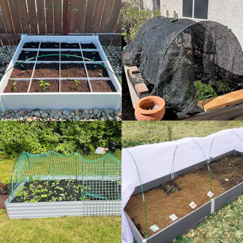 MAXPACE Greenhouse Hoops Kit, DIY 8ft Grow Tunnel, Fits Raised Garden Beds 2.8ft Wide & Up, 50 Pcs Rust-Proof Fiberglass Frame Support Rods for Row Cover, Shade Cloth, Frost Netting & Plant Stakes - size: L (for Width: 2.8' and up)