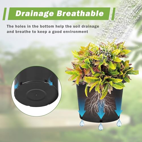 HOSTIC 7 Gallon pots for Plants 7 Gallon Flexible Nursery Pots Gallon Pot with Drainage Holes Plastic Plant Large Container Suitable for Indoor Outdoor Vegetables Flowers Plants 10 PCS - size: Standard 7 Gallon