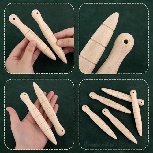 Framendino, 5 Pack Wooden Plant Dibber Wood Garden Sow Seedling Gardeners Planting Tools Dibble for Seed Plants