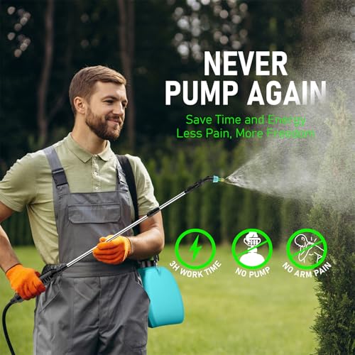 Battery Powered Sprayer 2 Gallon, Powerful Electric Weed Sprayer Pump