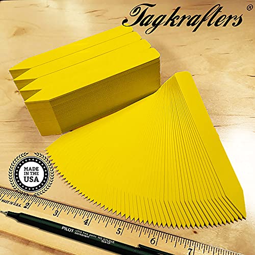 5" x 5/8" Yellow Premium Pot Stakes with Marker - 1,000 Pcs - Plastic Plant Tags and Labels - Nursery Garden Tree Labels Waterproof Writeable | Made in The USA |