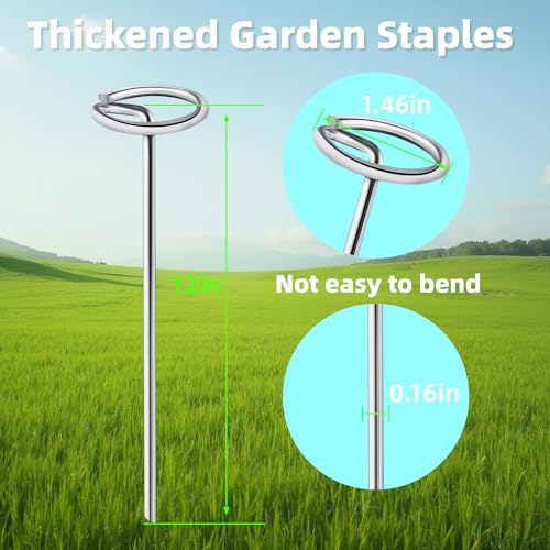 12Inch 180Pcs Top Circle Landscape Fabric Pins 8 Gauge Stakes - size: 12Inch-180pcs-4mm