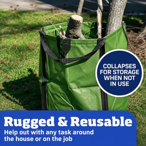 DURASACK Heavy Duty Home and Yard Bags 48-Gallon Reusable Self-Standing Lawn and Leaf Bags Garbage Can with Reinforced Handles, Moss Green, 3 Pack - color: Moss Green