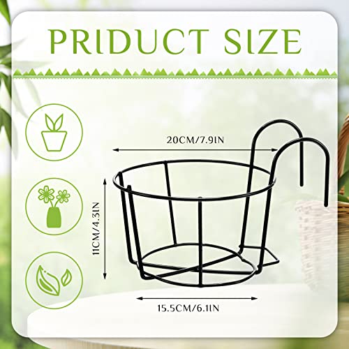 Wesiti 10 Pcs Round Hanging Railing Planters Outdoor Balcony Planters Metal Hanging Baskets Flower Pot Holder for Fence Indoor Porch Shelf Container(8 Inch,Black) - color: Black, size: 8 Inch
