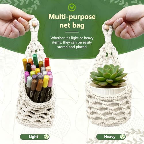 Macrame Wall Plant Hanger, Small Hanging Planter Basket Holder, Wall Planters for Indoor Plants, for Up to 4 Inch Pot (Ivory, 4-Inch) - color: Ivory, size: Small – Fits Pot Bottom ≤4"