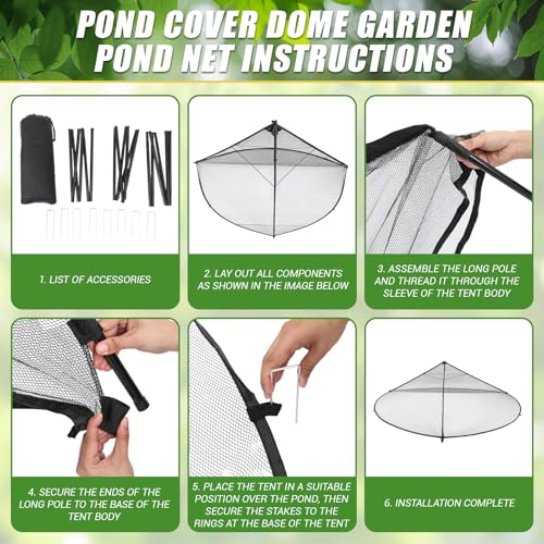 10 x 14 ft Pond Cover Dome Net with Frame for Outdoor Koi Pond - size: 10x14x4.5ft