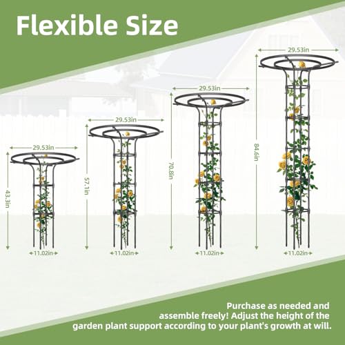 70.9 Inch Garden Trellis for Climbing Plants Outdoor, Mushroom Top Trellis - color: 5 Floors/Black