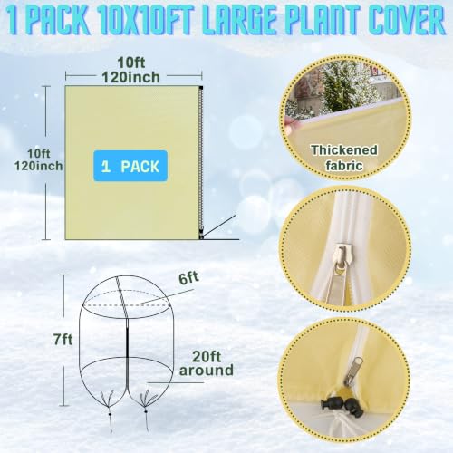 1Pack 10x10ft Large Plant Covers Freeze Protection, 2.4oz/yd² Frost Cloths - size: 1 Pack