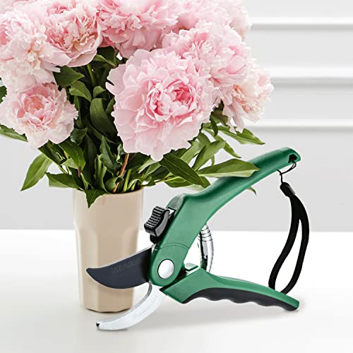 Nevlers 8" Green Bypass Pruning Shears Heavy Duty Pruning Scissors - color: Green, size: Bypass