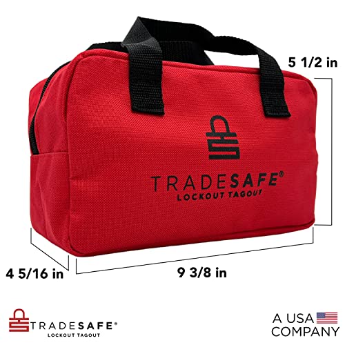 TRADESAFE Lockout Tagout Bag, Red Loto Bag, Heavy Duty Tool Bag Organizer - size: Small