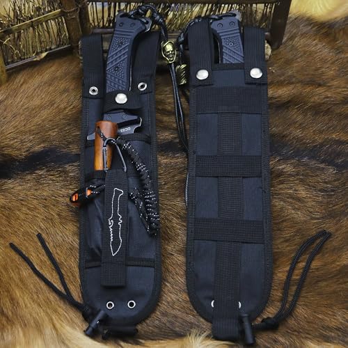 BA-KOR U.S.A 8mm thick DC53 steel 38.5CM (15.4in) (full tang) fixed knife+Nylon sheath&(5.9in) cerium igniter, suitable for outdoor hunting, camping, Jungle Survival, exploration, EDC tool knife