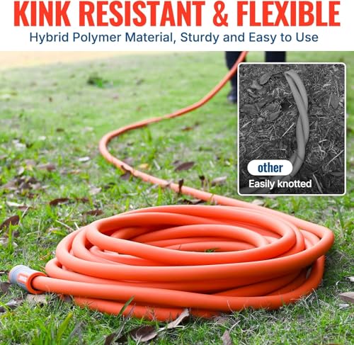 YAMATIC Flexible Garden Hose 5/8" x 30ft, 360° Swivel Handle, Burst 600 PSI - color: Orange, size: 30' (feet) Male to Female with Swivel