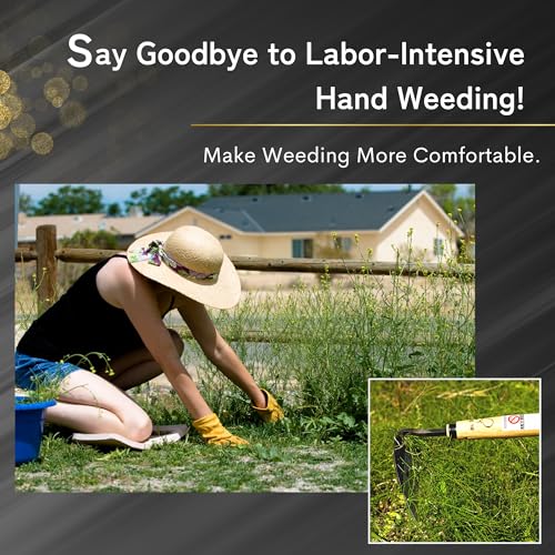 Premium Japanese Weeding Sickle Hand Hoe for Gardening - Ideal for Planting, Plowing, Digging & More - Durable, Ergonomic Design, and Sharp Blade for Effortless Work - size: NEJIRI GAMA with long shaft