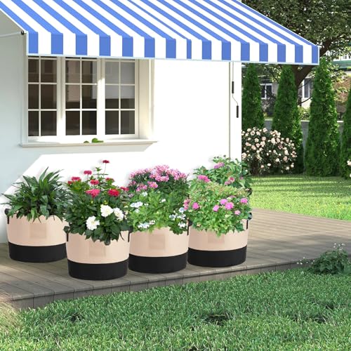 LITLANDSTAR 3 Gallon Fabric Grow Bags, 10 Pack Heavy Duty Thickened Nonwoven Plant Grow Bags with Handles and Label Bags, Fabric Plant Pots for Growing Vegetables Flowers Herbs (Black Mixed Camel) - size: 3 Gallon