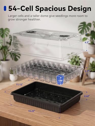 GLOWRIUM Seed Starter Tray with Grow Lights, 54-Cell Plant Germination