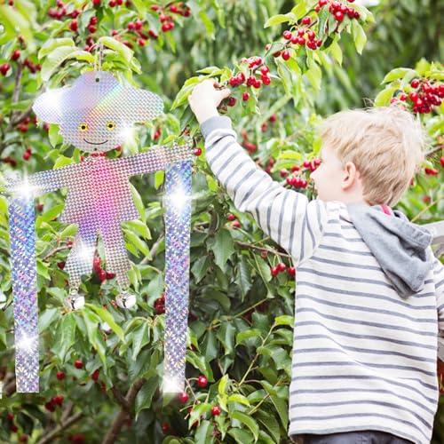 Hanging Bird Scare Reflective Devices, Scarecrow Highly Reflective Bird Deterrents Double-Sided Reflectors Keep Birds Away for Garden, Orchards, Patio, Yard (Scarecrow)