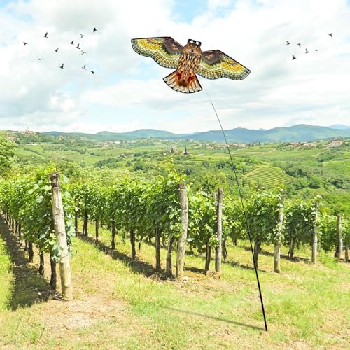 Bird Scarer Kite with 13ft Pole Bird Hawk Flying Kite-Owl Kite - color: multicoloured
