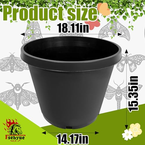 15 Gallon Nursery Pots Plastic Container Injection Molded Pot for Plants Flexible with Drainage Holes Suitable for Plants Soil Growers or Hydroponics Black 10 Pcs - size: 15 Gallon