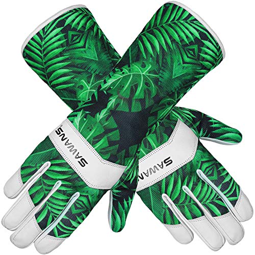 Gardening Gloves Work Leather Gloves Men Women Forearm safety Anti Slip Thorn proof Garden Working Pruning Long and Short - color: Long Gloves, size: Medium