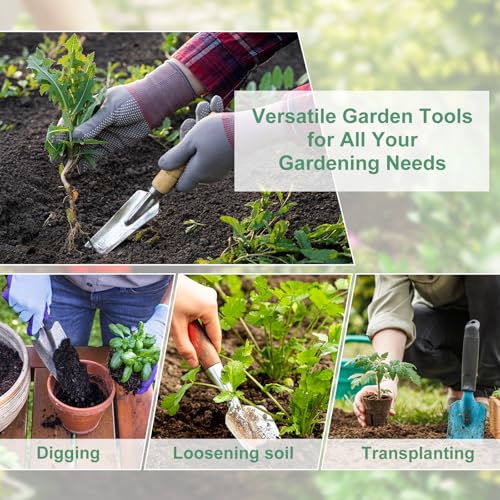 HARFINGTON Garden Hand Shovel 15.2 x 2.7 Stainless Steel Trowel Garden Tool for Digging Planting Transplanting, Red