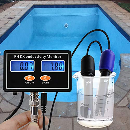 pH/EC Conductivity Meter with ATC Water Quality Tester 0.0-14.0pH / 0~19.99ms/cm Aquarium, Hydroponics Tool
