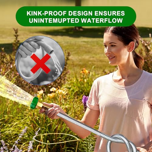 Metal Short Garden Hose 10 Ft 12 Ft, Flexible Stainless Steel Garden Hose 10 Feet 15 Feet Heavy Duty Water Hose Flexible Metal Water Hose (10 Feet) - size: 10 Feet