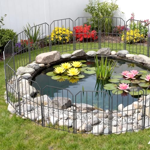 VANCASTLE Decorative Garden Fence, Toatal 25FT(L) x 24IN(H) Outdoor Metal No Dig Fence Animal Barrier, Rustproof No-Tool Assembly Landscape Edging for Yard, Lawn, Patio, Flower Bed-25 Panels Design A - style: Design A-25P