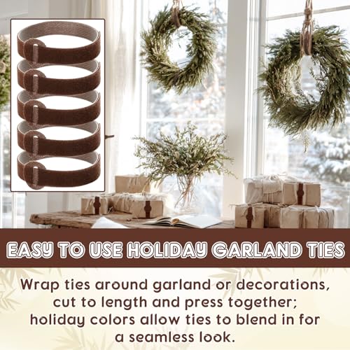 80 Pcs 16 Inch Christmas Garland Brown Adjustable Ties - color: Brown, size: 16 Inch