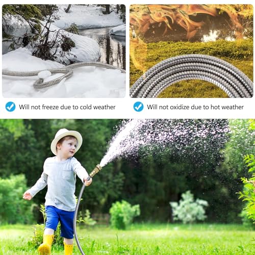 Short Metal Garden Hose 6 ft – 304 Stainless Steel Water Hose Leader, Flexible Hose Extension, Small Lightweight Hose Extender,No Kink Outdoor Hose (6 ft) - size: 6 Feet