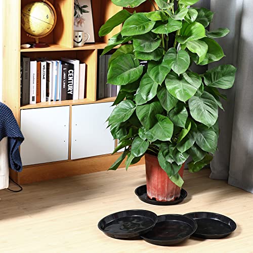 Sawysine 30 Pack Plastic Plant Saucer Round Drip Trays Black Flower Pot Saucers Thick Plant Dish Sturdy Water Tray Heavy Drainage Potted Container for Indoor Outdoor Garden (10 Inches) - size: 10 Inches