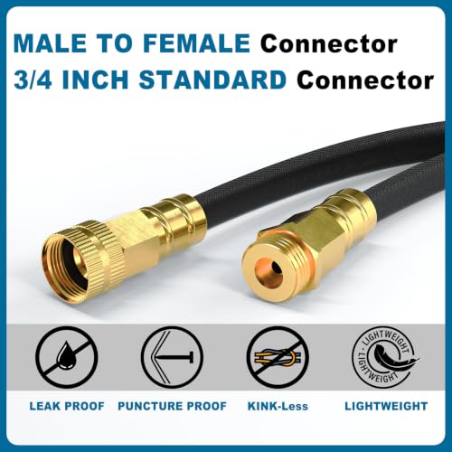 10ft Garden Hose, Water Lead-in Hose Extension, Nylon Braided Hose Extension Adapter for Hose Reel/RV, Drinking RV Water Hose, Reel Extender for Yard, Female to Female, Durable Black - size: 10 FT