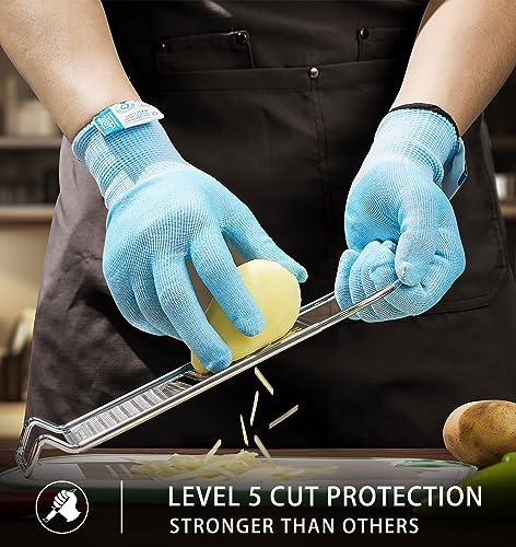 JDL ANSI A6 Cut-Resistant Gloves for Women, Food Grade, Knife Protection, Glass Handling, Superior Comfort & Lightweight, Blue, Medium - color: Blue, size: Medium