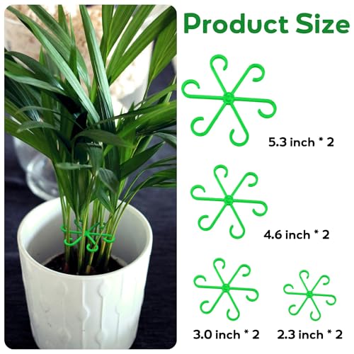 Plant Stem Support Set, 8Pcs 4 Sizes Plant Trellis Rings for Climbing Plants Indoor, Support Holder Ring for Different Growth Stages, Climbing Houseplant Trellis for Potted (Green)