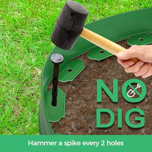 4-Inch x 33 FT Landscape Edging Border with 50 Spikes, Garden Edging Lawn Edging Border Kit, Plastic Edging Border Flexible for Garden Flower Beds Lawn Yard Pathway (Green) - color: Green, size: 4 In x 33 FT