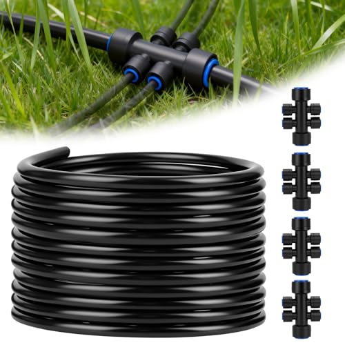 50FT 1/2"(OD) Drip Irrigation Tubing with 4 Fittings - size: 50FT 1/2”(OD) Tube